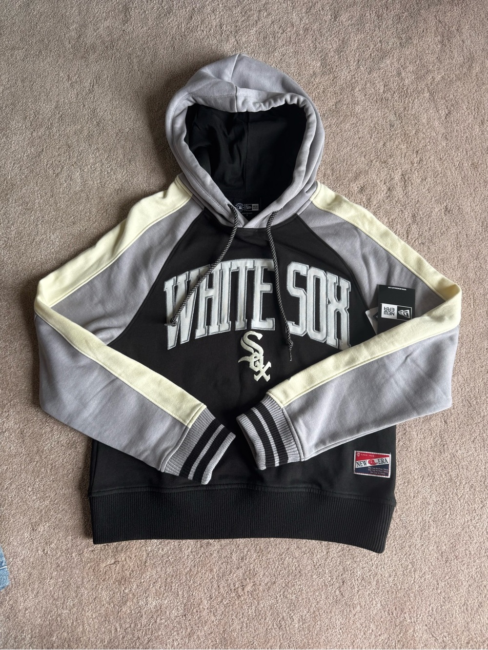 New Era White Sox Black Gray Cream Pullover Hoodie